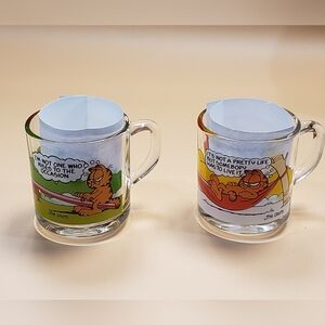 McDonald's Garfield Glass Mugs - Green and Orange